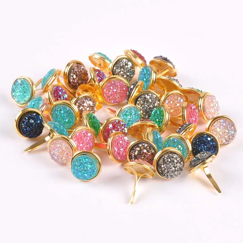 15PCs mix Pattern golden Diy Brads Scrapbooking Embellishment Fastener Brad Metal Crafts Decoration 13x13mm cp2262