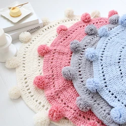 Cartoon Hand Woven Carpet Mat, European Round Mats, Bedroom Decor, Kids Play Rug, Knitted Sleep