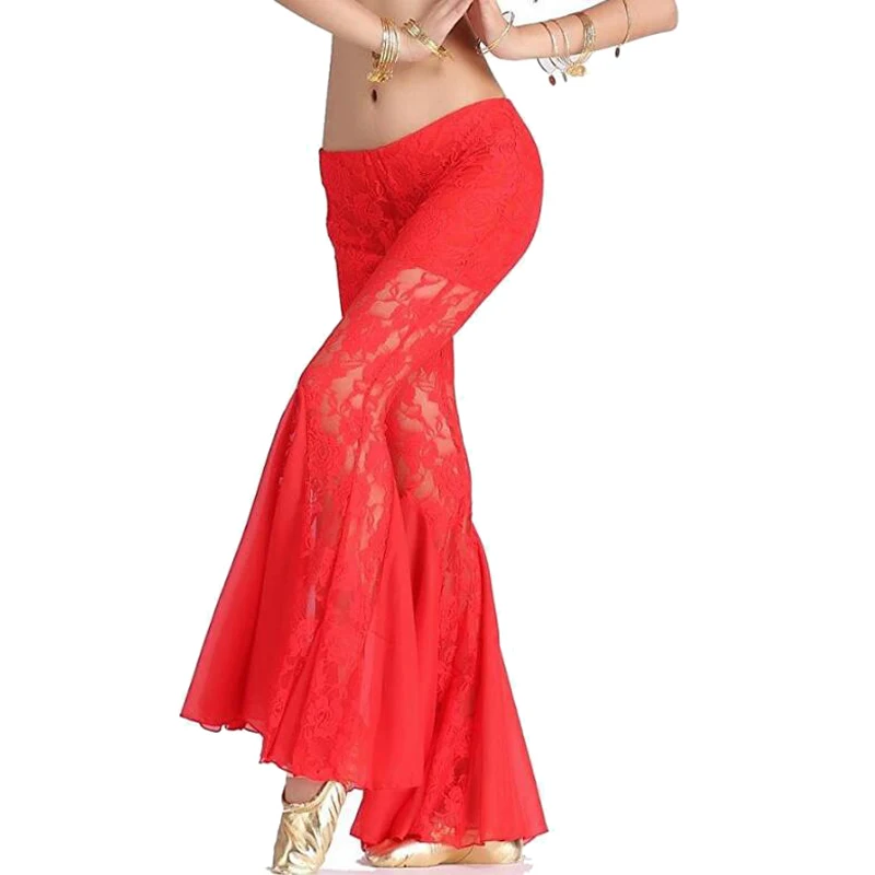 Sexy New Professional Women Belly Dance Pants Lace Bollywood Indian Dance Costumes Tribal Bellydance Flares Pants