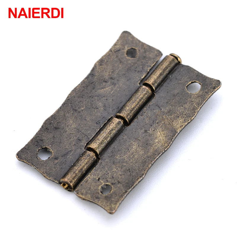 10PCS NAIERDI Antique Bronze Hinges Cabinet Door Drawer Decoration Vintage Hinge For Jewelry Wooden Box Furniture Hardware