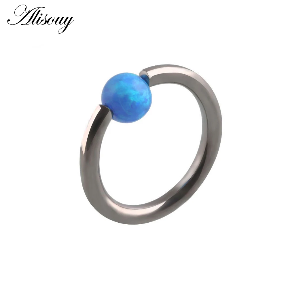 Alisouy 16G Titanium Nose Rings Captive Bead Rings Opal Stone Piercing Nose CBR Ear Cartilage Rings For Sexy Girls Body Jewelry