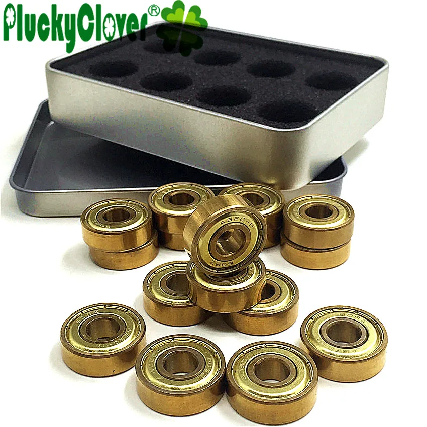 16pc 608zz/627z Gold Tatinium Skate Bearings Skateboard Longboard Parts Inline Roller Skates Scooter Quad Artistic Skate Bearing