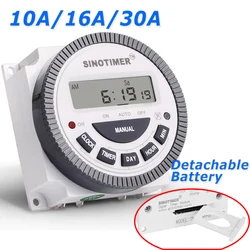 TM-619H-2 30A 230V AC 7 Days Weekly Programmable Time Relay Digital Timer Switch Output 220V Voltage Detachable Battery Type