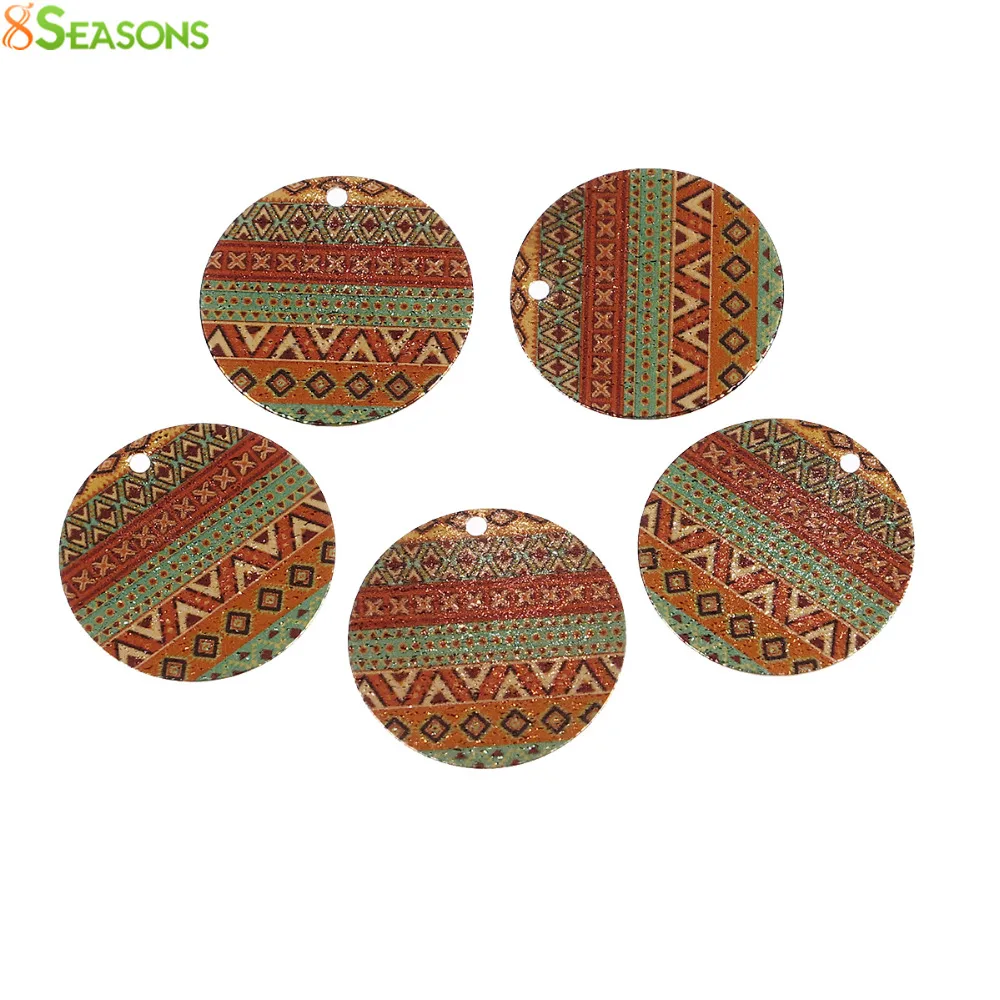 5pcs 20mm Vintage Copper Charms Round Gold Color Multicolor Enamel Painting Pendants DIY Necklace Earrings Jewelry Accessories