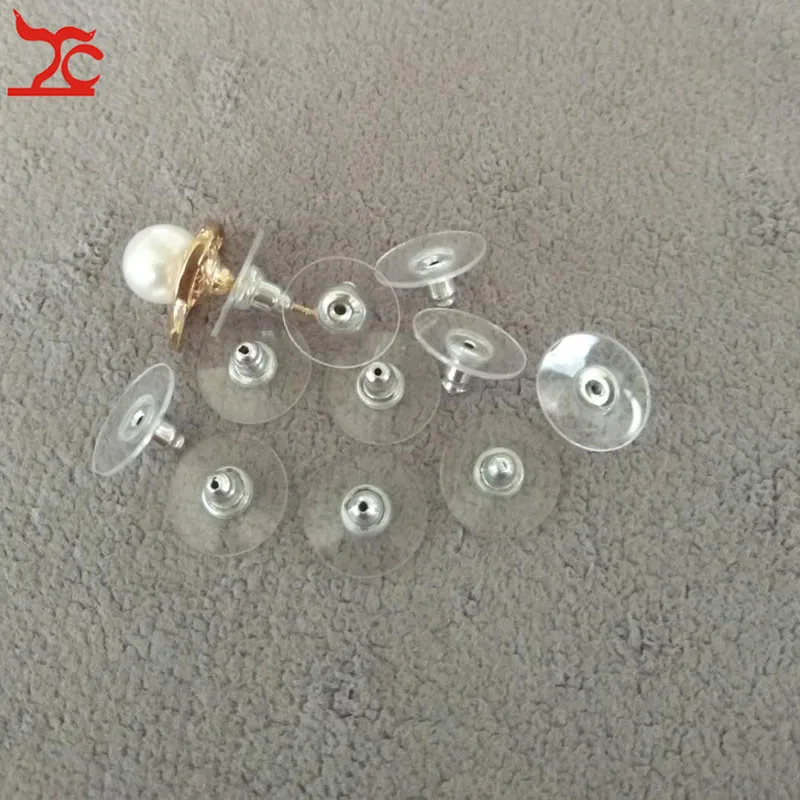 50Pcs Silicon Stud Earring Back Stoppers Gold Silver Plate Earring Post Nut Pad For Jewelry Finding And Components 11*6 mm