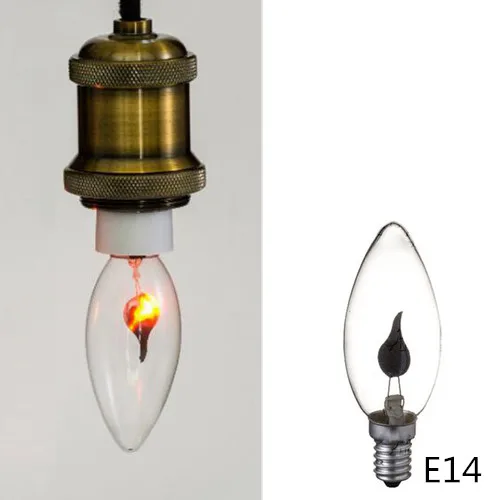 Imagem -04 - Edison Vela Ponta Lâmpada Chama Fogo Iluminação Vintage Efeito Cintilação Tungstênio Romance Vela Laranja Lâmpada Vermelha 220v E14 E27 3w C35 520 Pcs