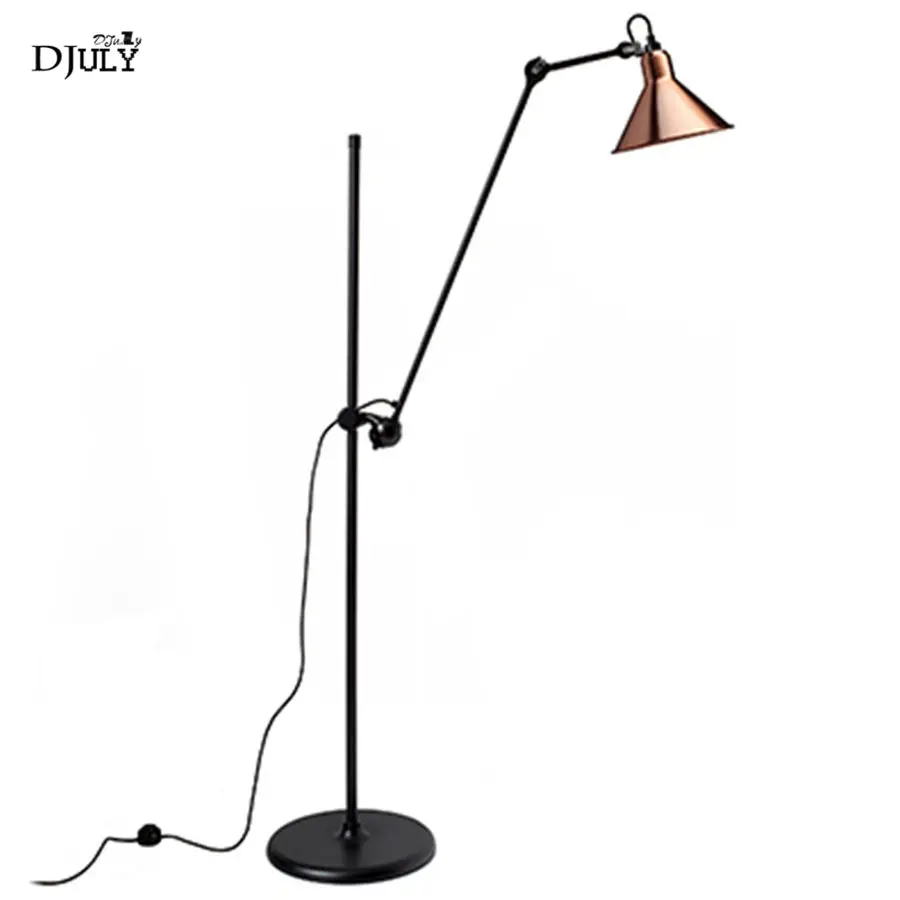 American industrial Lifting rotation led floor lamp for living room bedroom loft decor rose gold shade reading standing light