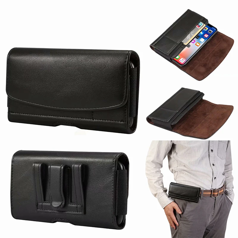 Leather Pouch Holster Belt Clip Case For Blackberry Key 2 LE Motion Aurora DTEK60 DTEK50 Priv Leap OUKITEL WP6 WP7 WP5 Pro