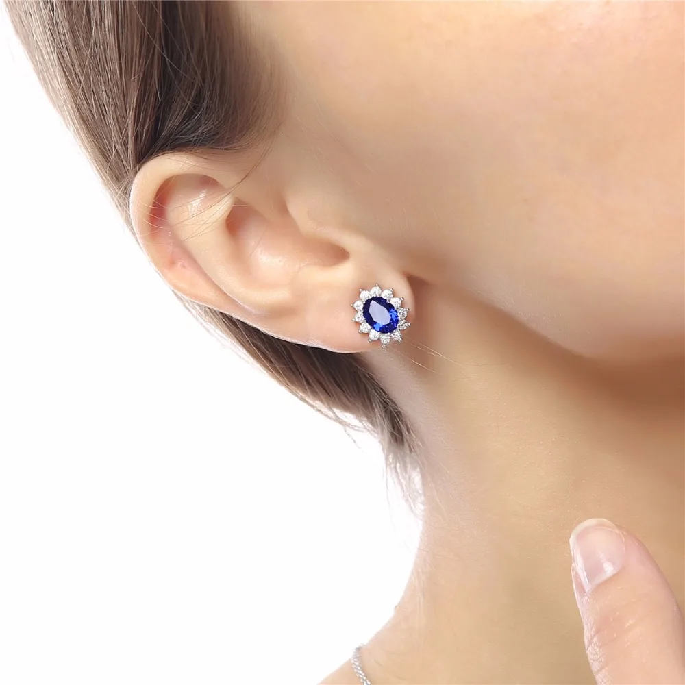 white gold color brand Royal Blue William Kate Queen wedding Austrian Crystal zircon rhinestones stud Earrings jewelry 8585