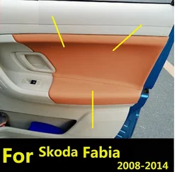 Microfiber Leather Front / Rear Door Panels Armrest Cover  For  Skoda Fabia 2008 2009 2010 2011 2012 2013 2014 car interior