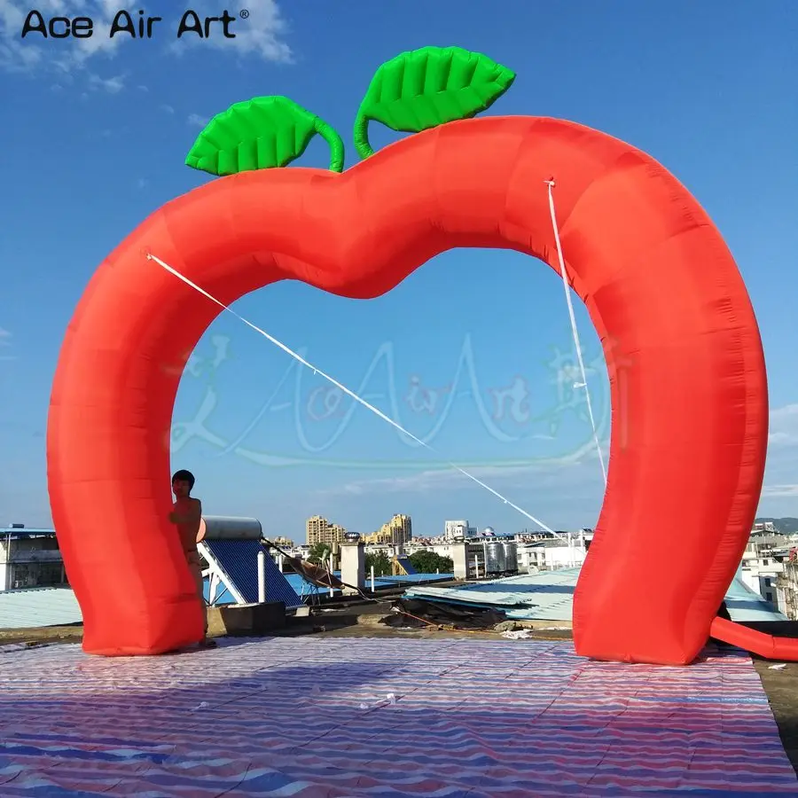 Custom Attractive Red Inflatable Apple Arch Model for Fruit Promotion and Advertising