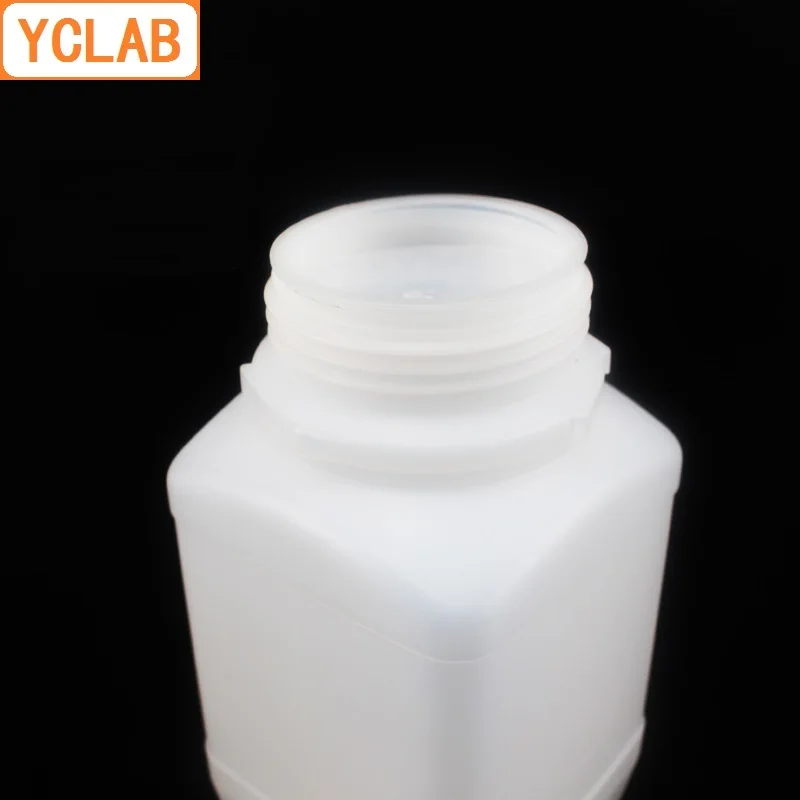 YCLAB 100mL Square Sampling Bottle HDPE Plastic with Blue Cap Prevent Theft Clasp Inner Pad High Density Polyethylene Labware