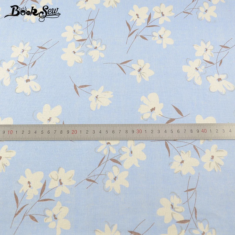 Blue Cotton Linen Fabric Gardenia Design Sewing Material For Tablecloth Bag Curtain Cushion Pillow Zakka Tissu Booksew Textile