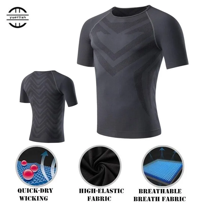 

200pcs Men Shapers Compression Underwear 3D Tight Mesh T-shirt,Elastic Quick-dry Wicking Sport Fitness GYM Running Short Sleeves