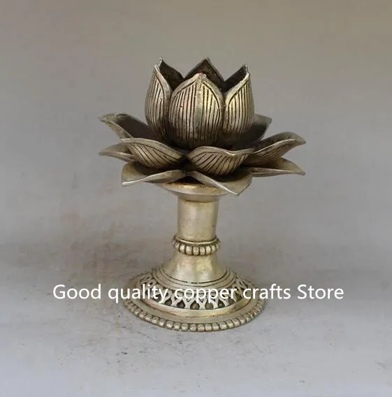 

China white copper lotus statue carving furnishing articles, incense inserted