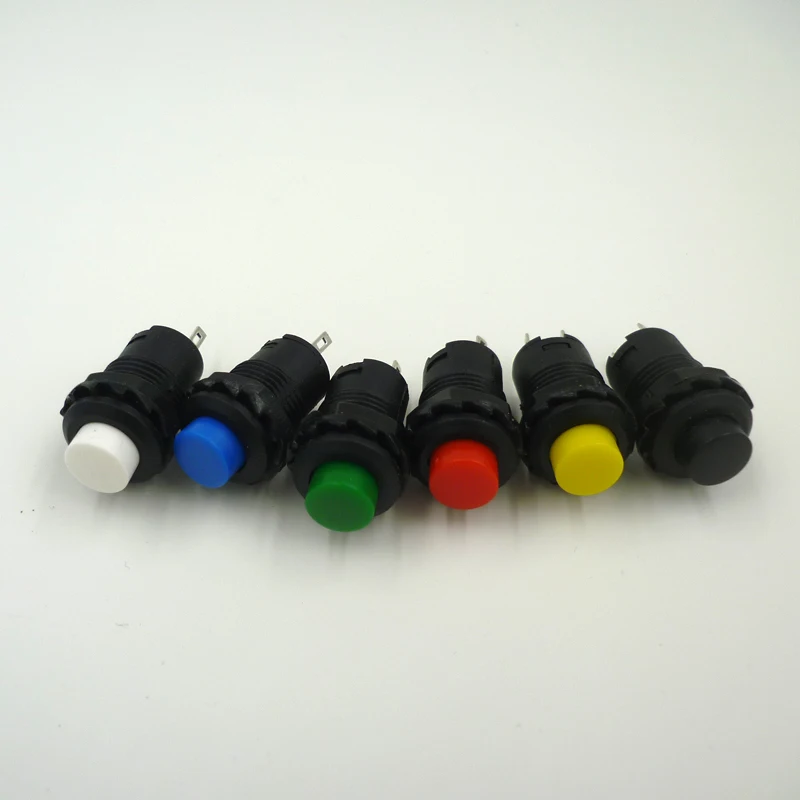 30pcs/lot DS-228 DS-428 6-Color NO 12mm Round Control Self-locking Switch Push Button Switch