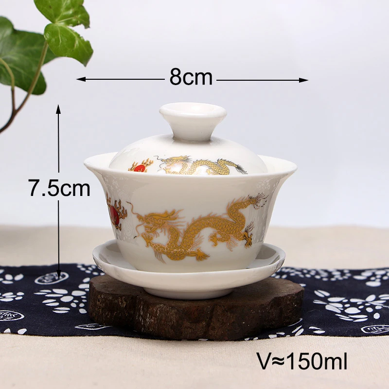 Kualitas Tinggi Gai Wan Tea Set Tulang Cina Teh Set Dehua Gaiwan Teh Porselen Teko Teh Set untuk Perjalanan Yang Indah dan Mudah Ketel