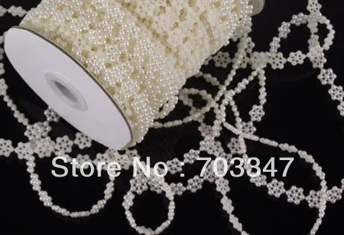 6 Reels (25 METERS/Reel) X 1cm Flat Back  Flower Peal Bead Trim By The Yard in Ivory  For Bridal Wear DIY Wedding Bouquets