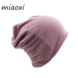 New Women Fashion Autumn Warm Solid Casual Beanies Lay Hat Scarf Comfortable Girl's Cheap High Quality Female Bonnet Hats Sale