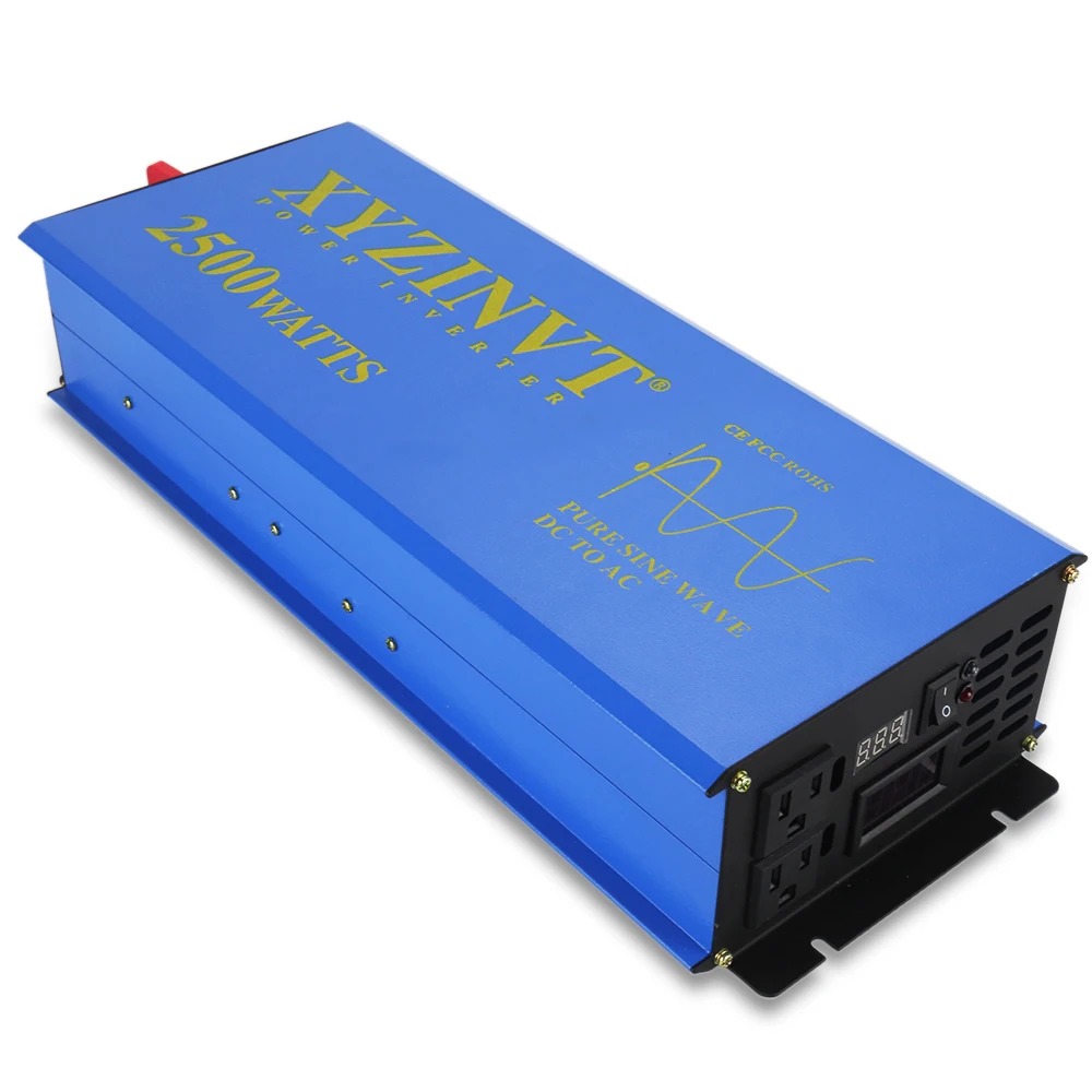 Car Power Inverter 2500W 24V to 220V Pure Sine Wave Solar Inverter Converter Power Bank 12V/36V/48V DC to 110V/120V/230V/240V AC