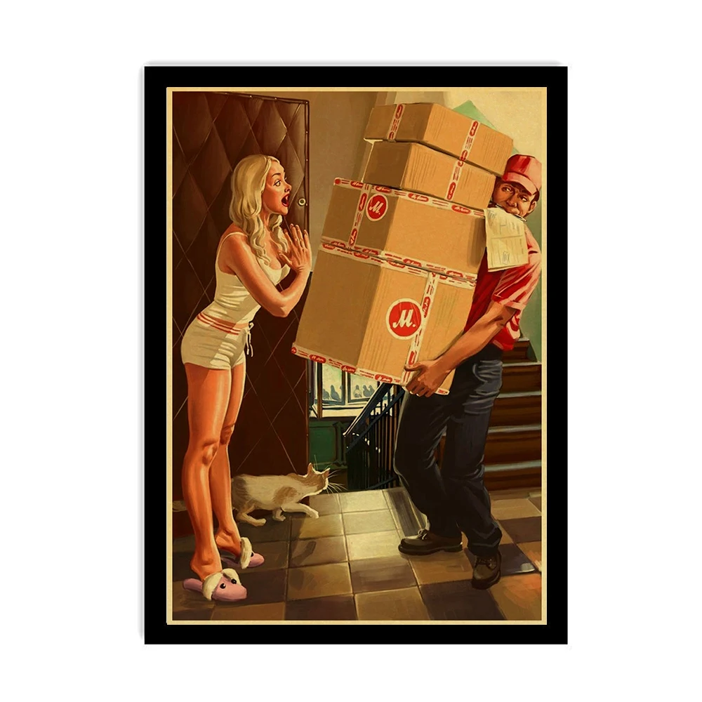 New World War II Sexy Pin up Girl Vintege Poster Home Room Wall sticker Kraft Paper Posters and Prints Art Wall Decor