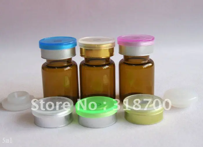 5ml amber glass vial +silicone rubber stopper + flip cap,2ml,3ml till 30ml is available