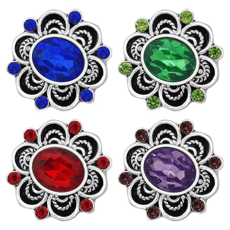 

Новый KZ3170 Красота красочные цветы со стразами 6 цветов 18 мм кнопки подходят для браслета с застежкой ювелирные изделия оптом