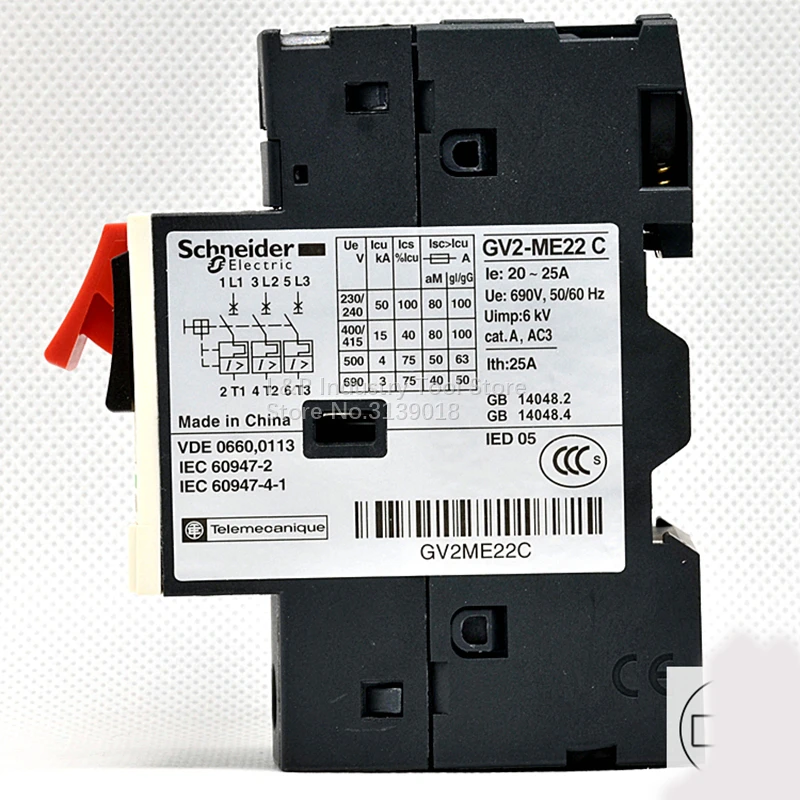 Original schneider power GV2-ME22C disjuntor de proteção do motor gv2me22c 20-25a botão 3p atualização magnética térmica preto