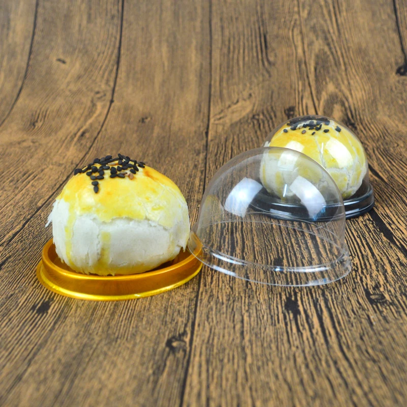 50pcs Transparent round plastic box Desserts Baking box Bakery supplies box Small takeaway pastry box