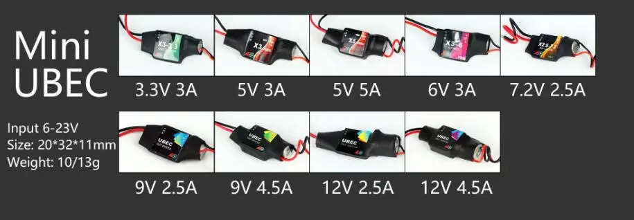 Aeorc mini ubec bec (3.3v 3a/5v 3a/5v 5a/6v 3a/7.2v 2.5a/9v 2.5a/9v 4.5a/12v 2.5a/12v 4.5a)) para o plano rc