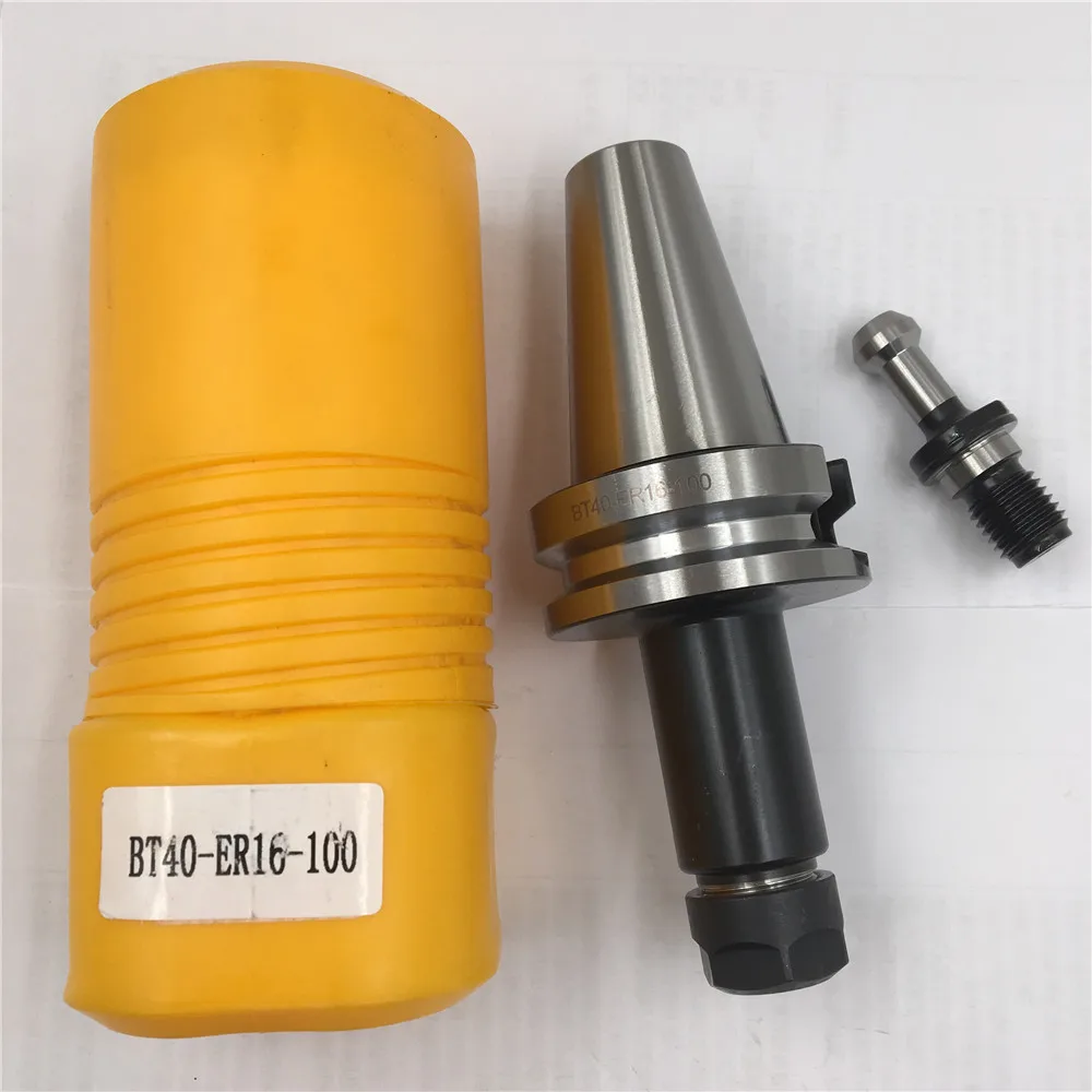 ToolHolder BT40 ER16 Collet Chuck L100mm Tool Holder & Pull Stud for CNC Milling Machine