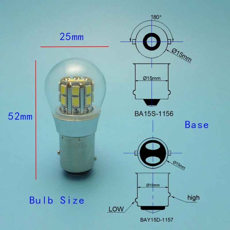 Midcars quente-venda 1157 duplo-intensidade 6v lâmpada led, bay15d p21/5w smd leds navio luz indicadora, traseira 6v a 12vdc