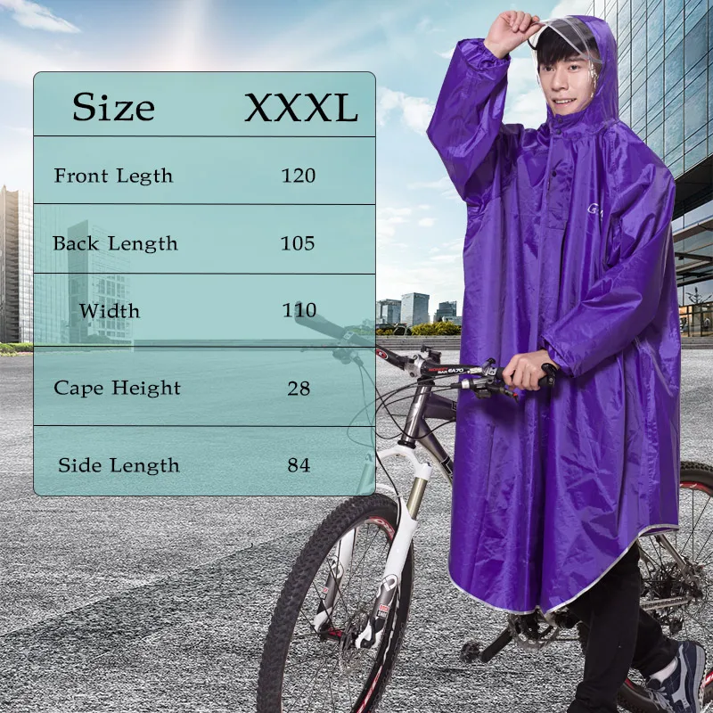 QIAN Men/Women Impermeable Raincoat Electromobile/Bicycle Sleeved Rain Poncho Thick Visable Transparent Hood Rain Gear Rain Coat