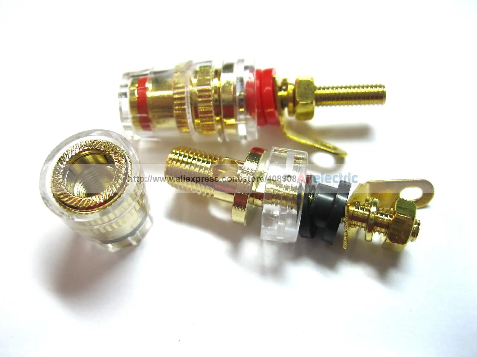 10 Pcs/LOT 5pcs red+5pcs black Audio Speaker Cable Binding Post Connector Gold Plated Screw Type 43mm