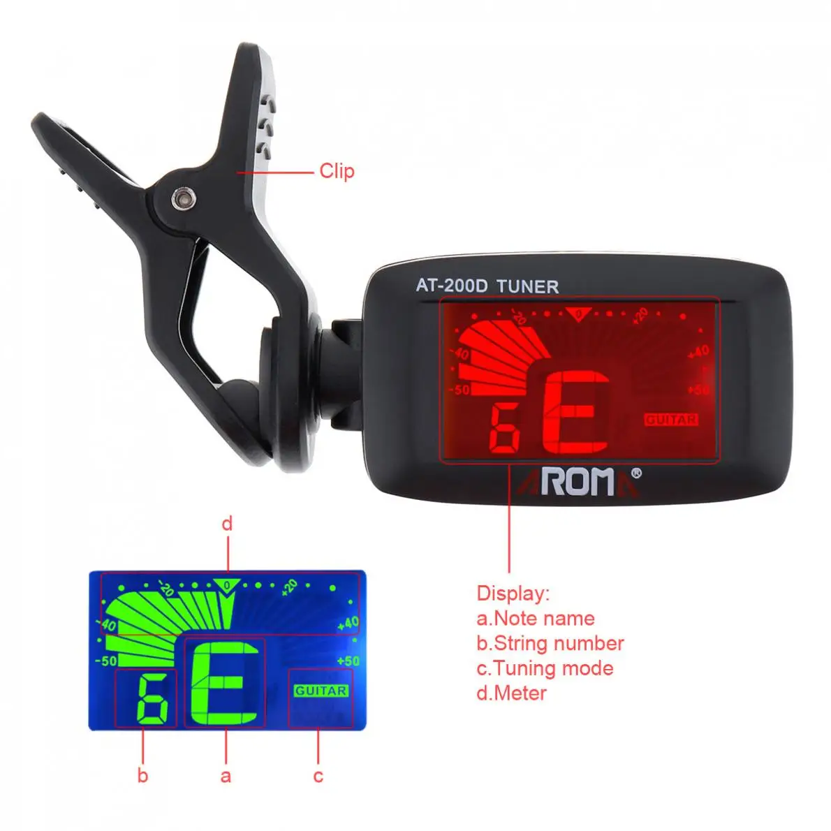 Universal Portable Digital Clip-On Tuner Gitar Tiga Warna Lampu Latar LCD dengan Baterai Koin untuk Chromatic Bass Ukulele Biola