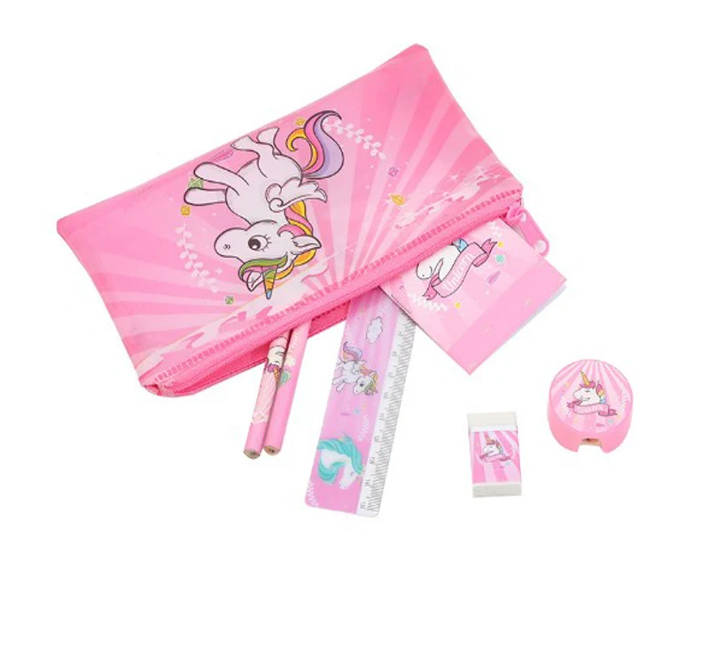 Freeship 7pc/set unique Pink UNICORN THEME party stationary assortment for girls party toys favors gifts loot bag pinata fillers