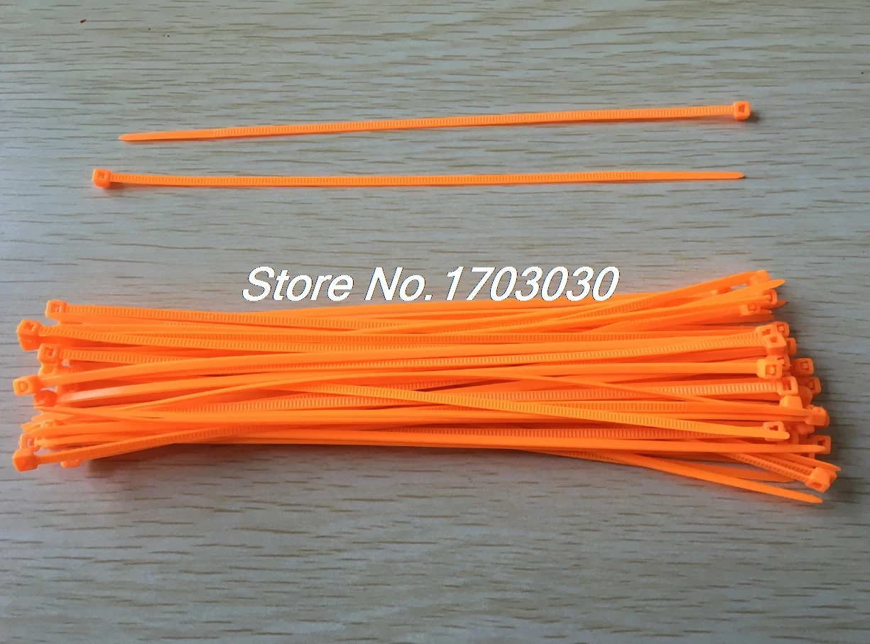 100Pcs 2.4mm x 190mm Self Locking Zip Cable Ties Wire Cord Strap Tie Orange