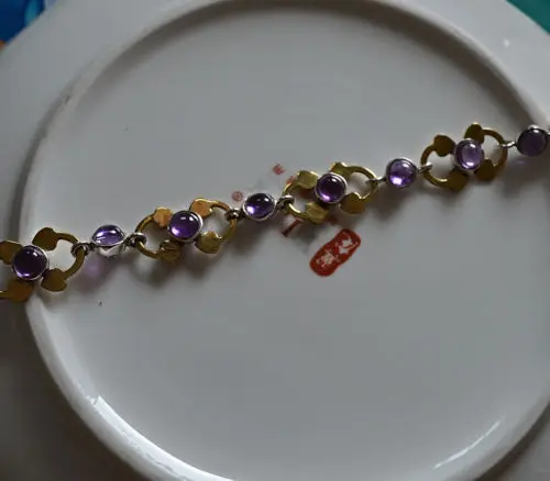 Hand Made Genuine Amethyst CAP Bracelet 100% 925 Sterling Silver BR0047