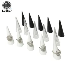 5pcs Clear White Black Ring Display Fashion Popular Mini Acrylic Finger Ring Plastic Triangle Cone Jewelry Storage Display Stand
