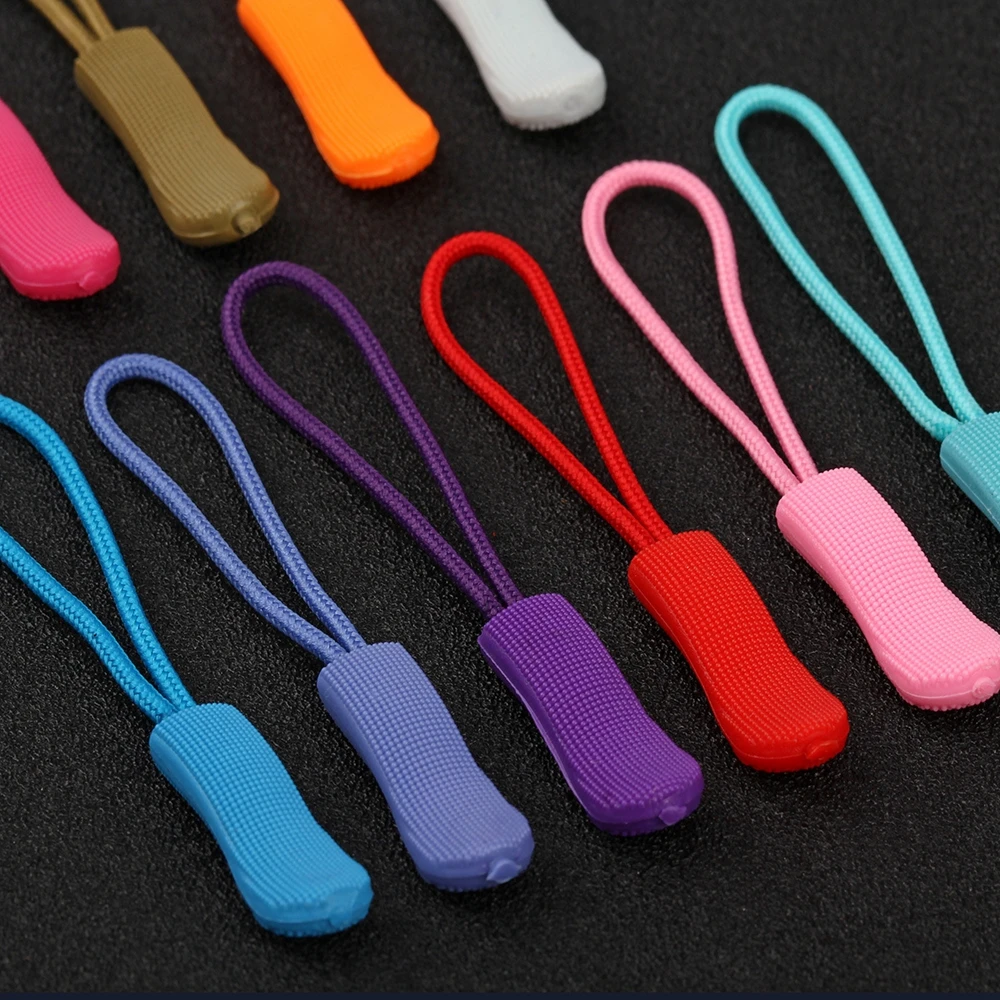 10pcs Zipper Sliders Pull Puller End Fit Rope Tag Fixer Zip Cord Tab Replacement Clip Buckle Travel Bag Suitcase Tent Backpack