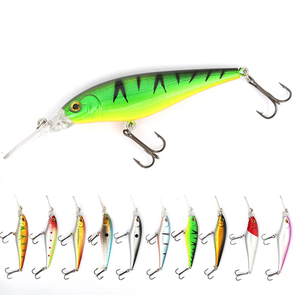 10pcs Fishing Lure Hard Baits Set 10cm 10g Long Tongue Minnow 10 Colors Treble Hooks Bass Pike Carp Pesca tackle Crank SwimBait