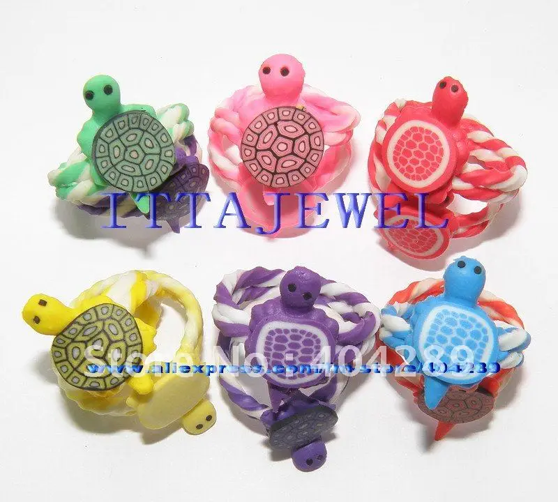 

Free Shipping +Wholesale 100pcs Novel Tortoise Soft Polymer Clay Rings Jewelry