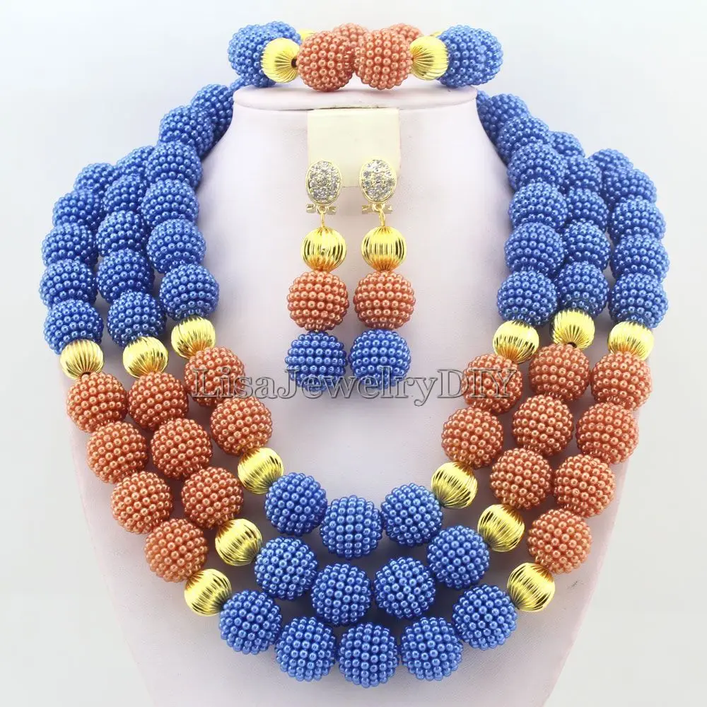 

Popular Nigerian Wedding Bridal Indian Beads Jewelry Sets African Jewelry Beads Necklace Sets HD4251