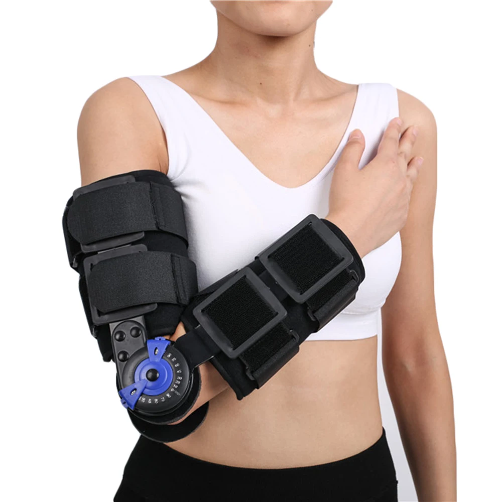 Free Size ROM Hinged Elbow Brace Arm Support Orthosis for Unstable Elbow Joint with Injuries and Postoperative Nursing Care