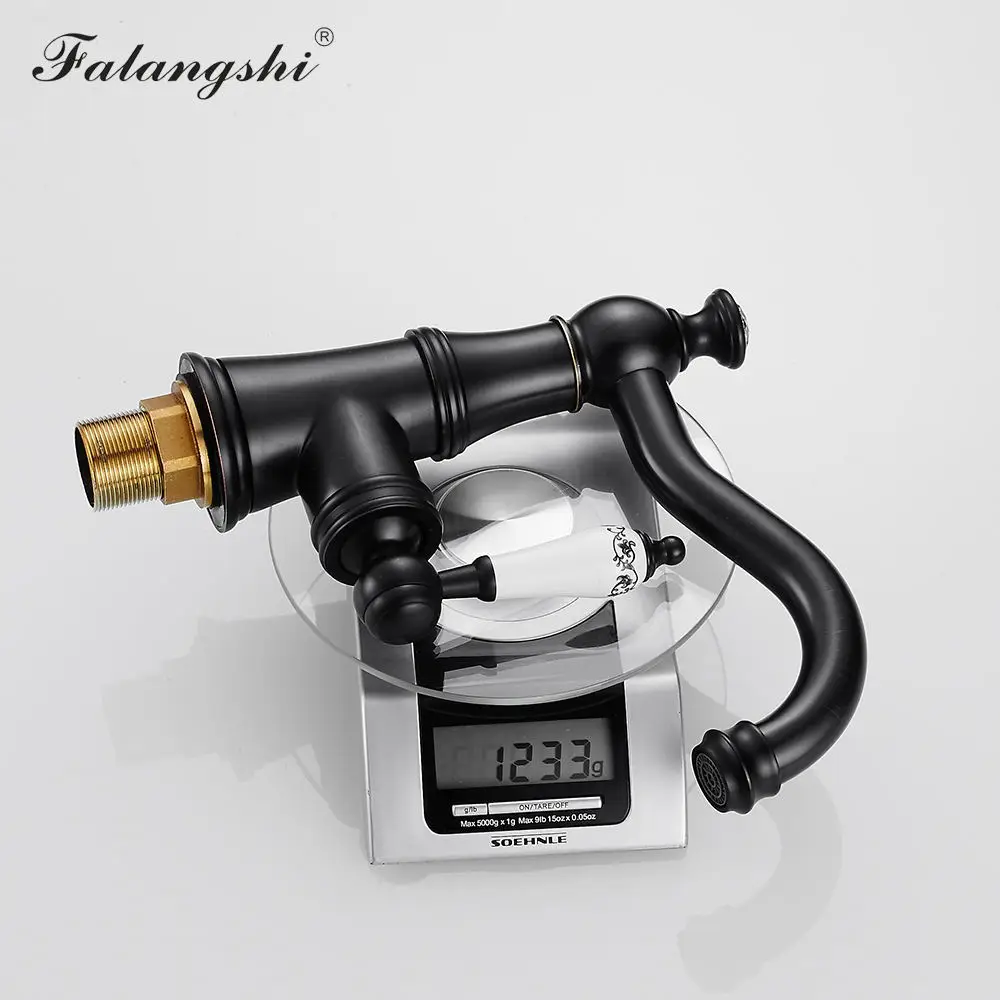 Imagem -06 - Torneira da Bacia de Bronze Preto Quente e Fria do Banheiro Lavatório Torneira Ouro Vessel Sink Mixer Faucet Swivel Cerâmica Lidar com Wb1068