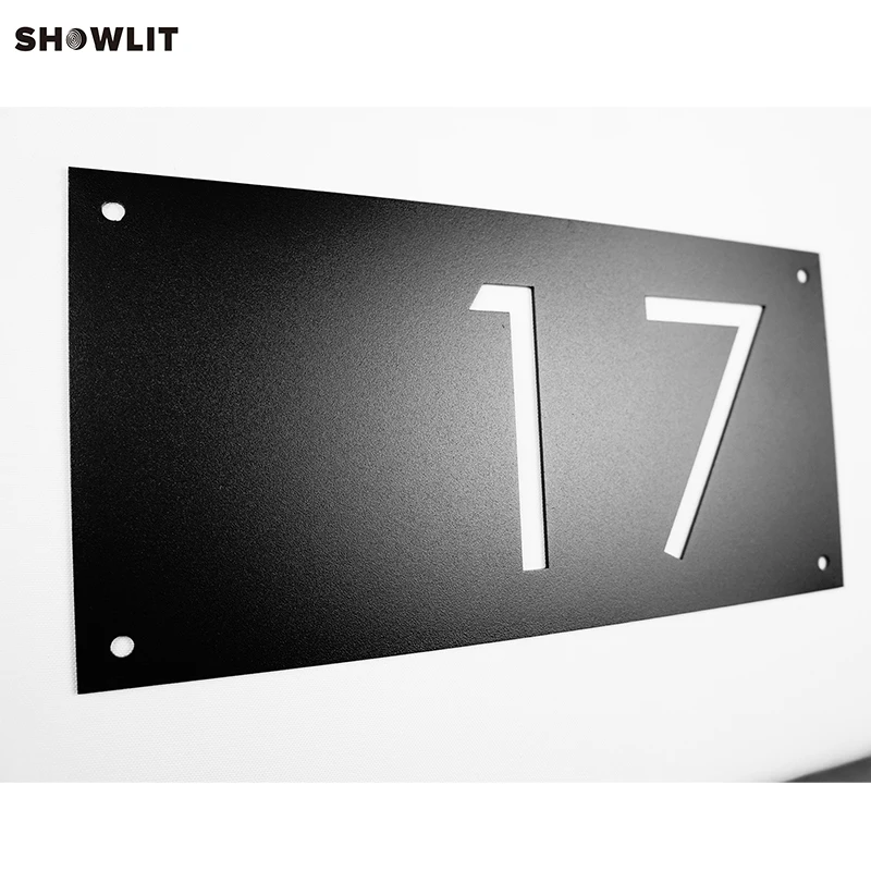 Custom Made Black Power Coated Paint Room Number Plate Sign for Hotel