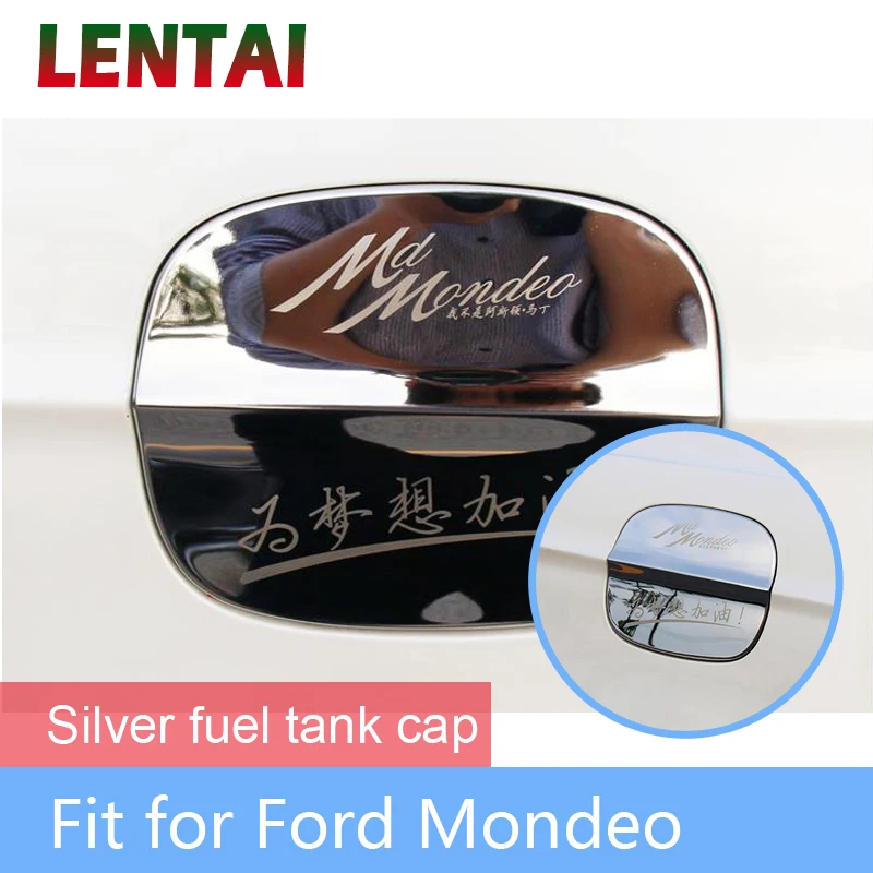 LENTAI 1pcs Auto Car Styling Stainless Steel Fuel Tank Cover Oil Container Box Sticker For Ford Mondeo MK5 2017 2018 Accessories