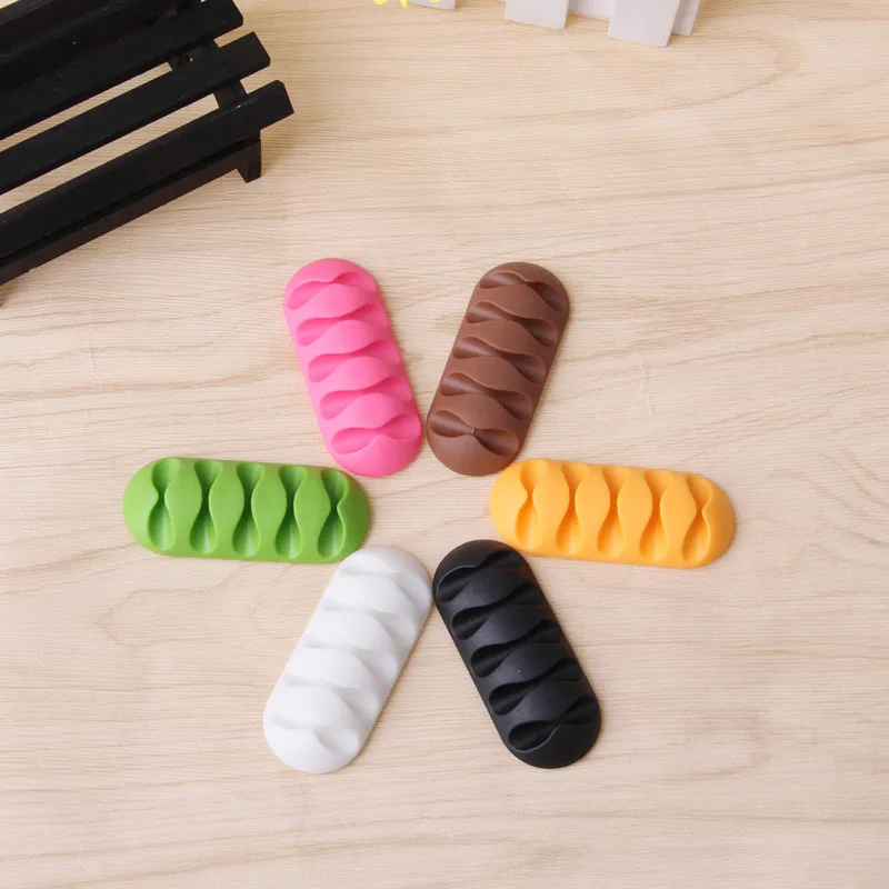 1Pc 5-Clip Earphone Cable Winder Organizer Charger Cable Holder Fixing Device