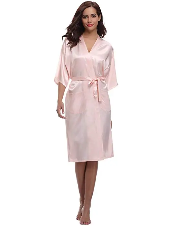 Bata Kimono de seda sintética para Mujer, bata de baño Sexy, camisón de talla S, M, L, XL, XXL, XXXL, Zh02A, color púrpura, gran oferta