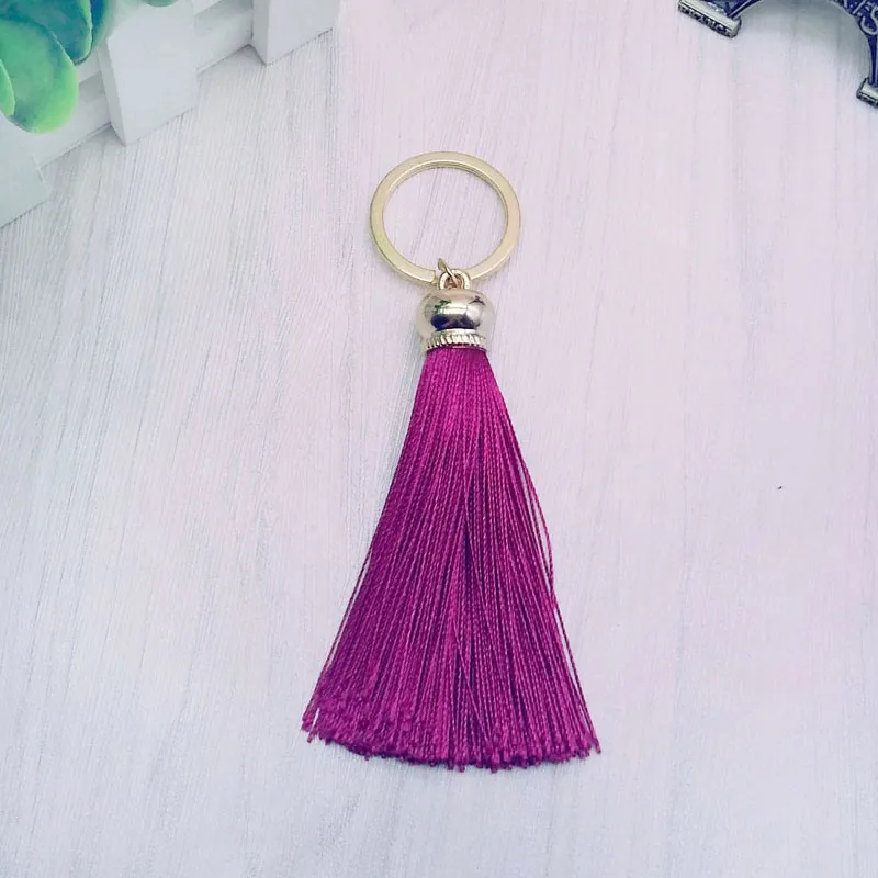 Modischer Quasten-Schlüsselanhänger für Damen, niedlicher Quasten-Schlüsselanhänger als Taschenaccessoire - Seidenquasten Autoschlüsselanhänger Fransen-Schmuck Großhandel – Detail 12